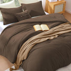 WRENSONGE King Size Comforter Set - 3 Pieces Chocolate Brown Comforter Prewashed Soft Lightweight for All Seasons,Fluffy Down Alternative Comforter King Size with 2 Pillow Shams