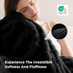 Bedsure GentleSoft Blankets Queen Size for Bed - Super Soft Cozy Blanket for Kids Girls, Large Fuzzy Fleece Throw for Bedroom Decor, Black, 90x90 Inches