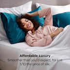 Bedsure King Size Satin Pillowcase Set of 2 - Teal Silky Pillow Cases for Hair and Skin with Envelope Closure, Similar to Silk Pillow Cases, Gifts for Women Men, 20x36 Inches, 2pcs