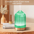 Glass Essential Oil Diffuser 200ml-Ultrasonic Aroma Diffuser with Glass Dome, Aromatherapy Diffuser with 4 Timers 7 Color LED Lights Auto Shut-Off Protection for Home Office Yoga Gift for Women