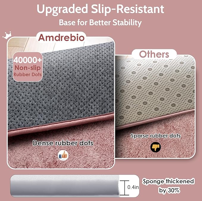 Amdrebio Blush Pink Area Rugs for Girls Bedroom, Fuzzy Furry Fluffy Kawaii Rugs for Kids Room Playroom, Shaggy Small Fur Plush Shag Carpet for Nursery Dorm Classroom, Cute Dusty Rose Mauve Rug 4x6