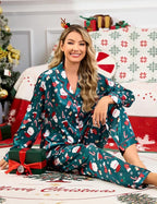 SWOMOG Womens Silk Satin Pajamas Set Long Sleeve Button Down Sleepwear 2 Piece Lounge Set Pj Set XS-3XL