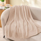 BEDELITE Chunky Cable Knit Throw Blanket for Couch,Super Soft Cozy Woven Blanket for Room Decor,60"x80", Pink