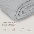 Comfy Cubs Muslin Blanket for Adults King 108" x 90" - 6 Layer Soft, Breathable & Lightweight Muslin Adult Blanket - Machine Washable & Designed in The US Bedding for All Seasons -Heather Blue
