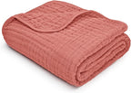 Comfy Cubs Muslin Baby Blanket - Soft, Lightweight, 6-Layer Cotton Swaddle Blankets for Newborns, Infants & Toddlers - 40" x 40" Large, Breathable & Versatile for Sleeping & Tummy Time - Dusty Rose