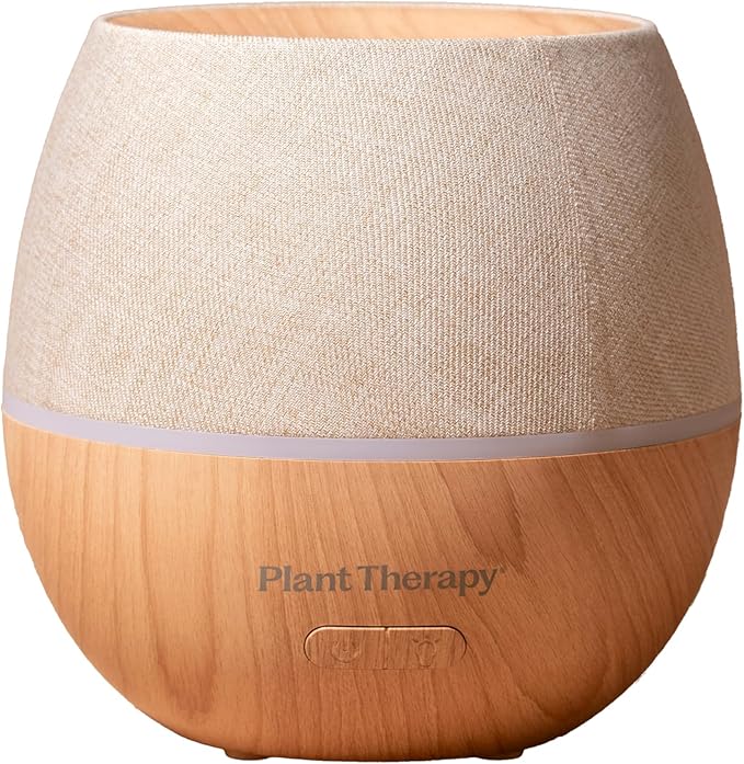 Plant Therapy Drift Linen Essential Oil Diffuser, Stylish Linen Cover Adds a Soft, Natural Touch to Any Space, Intermittent & Continuous Mist, Color-Changing Light Feature, 320 Square Feet Coverage