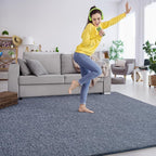 Keeko Living Room Rugs 6x9, Soft Modern Large Area Rug for Bedroom Washable Memory Foam Indoor Big Carpet Low Pile Minimalist Non Slip Rug for Classroom Dorm Kids Room Home Decor Blue and White