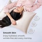 Bedsure Satin Pillowcase with Zipper, King Size Satin Pillow Cases Set of 2, Similar to Silk Pillow Cases 2 Pack, Silky & Soft Pillow Cover for Hair and Skin, Gifts for Women Men, Beige, 20x36 Inches
