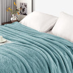 Exclusivo Mezcla Fleece Stone Blue Throw Blanket for Couch Sofa, Ultra Soft, Lightweight and Fluffy Blankets for Women, All Season, 50x60 Inches