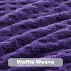 NEWCOSPLAY Super Soft Throw Blanket Purple Premium Silky Flannel Fleece 3D Waffle Checkered Lightweight Bed Blanket All Season Use (Dark Purple, Throw(50"x70"))