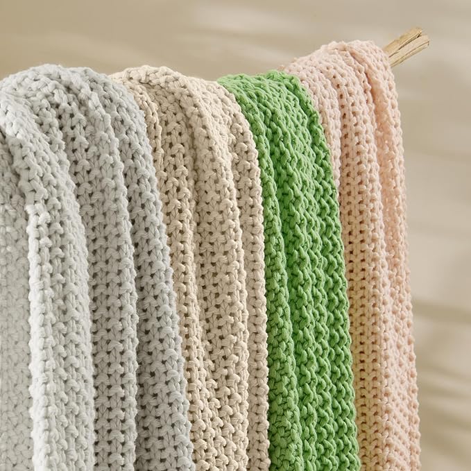 BEDELITE Green Throw Blanket Chunky Cable Knit Cozy Blanket for Couch,Super Soft Woven Blanket for Room Decor,60"x80"