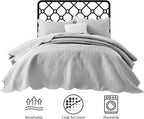 IR Imperial Rooms Queen Quilt Bedding Set (90" x 96") - Bulk Pack of 10 Wholesale for Hotels, Guest Bedroom & Airbnbs - Lightweight Microfiber Reversible Embossed Quilts Bedspreads (Silver)