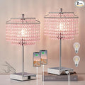 Luvkczc Set of 2 Bedside Pink Crystal Table Lamp, Touch Control Crystal Lamp, Dimmable Lamp for Bedroom, Girl Living Room, 6W B11 Bulb Included