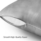 BEDELITE Satin Pillowcase with Zipper, Grey King Size Pillow Cases Set of 2, Super Soft and Cooling Similar to Silk Pillow Cases, Gift for Women Men(20x40 Inches)