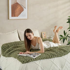Soft Knitted Throw Blanket - 50x60 Inch Cozy & Lightweight All-Season Blanket, Wrinkle-Resistant Polyester for Couch, Bed, Sofa, Reading Nook (Green)