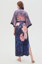 PRODESIGN Kimono Robes for Women - Long Silky Sleepwear Nightgown Bathrobe Floral Dressing Gowns Blouse Bride Bridesmaid Robe