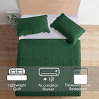 IR Imperial Rooms Queen Quilt Bedding Set (90" x 96") - Bulk Pack of 10 Wholesale for Hotels, Guest Bedroom & Airbnbs - Lightweight Microfiber Reversible Embossed Quilts Bedspreads (Emerald)