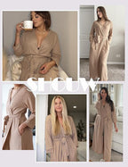 Ekouaer Women's Robe Long Waffle Knit Bathrobe Lightweight Soft Kimono Robes Loungewear S-XXL