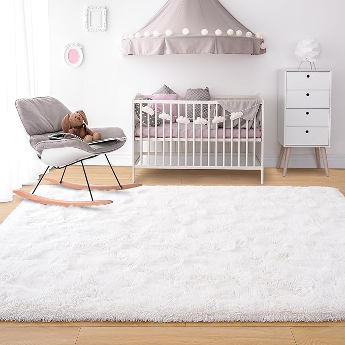 Noahas Large Fluffy Cream White 7x10 Area Rugs for Living Room Bedroom,Thick Shag Throw Rug,Big Soft Shaggy Bedside Non-Slip Plush Dorm Nursery Kids Carpet