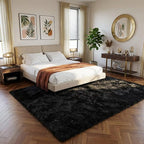 junovo Black Washable Area Rug for Boys Bedroom Living Room, 5x8 Soft Non-Slip Fluffy Rugs, Shag Plush Memory Foam Carpet for Kids Room Baby Nursery Home Decor