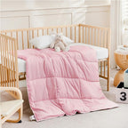ZPECC Toddler Down Alternative Comforter, 39x47 Hypoallergenic Baby Blanket Quilt, Soft Breathable Lightweight All Season Kids Duvet Insert for Crib Stroller Cot Daycare, Pink Stripe