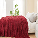 NEWCOSPLAY Super Soft Throw Blanket Red Premium Silky Flannel Fleece 3D Checkered Lightweight Bed Blanket All Season Use (Red Checkered, Throw(50"x70"))