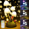 StarryEver Mushroom Lamp Cute Night Light, Rechargeable Mushroom Decor Small Table Lamps, Dual-Colors Bedside Lights with Dimmable Remote & Timer, Gift for Kids Teen Girls Bedroom