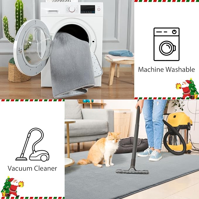Przemy Washable Grey Rugs for Living Room Bedroom, 5x7 Feet Super Soft Memory Foam Rug Indoor Carpet for Kids Room Boys Girls Dorm Bedside Nursery Decor Mat