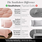 Southshore Fine Living, Inc. Oversized Full Size Quilt Bedding Set, Lightweight Bedspread, Soft Coverlet 3-Piece Set with Two Matching Quilted Pillow Shams, All Season Full/Queen Quilts, Pastel Pink