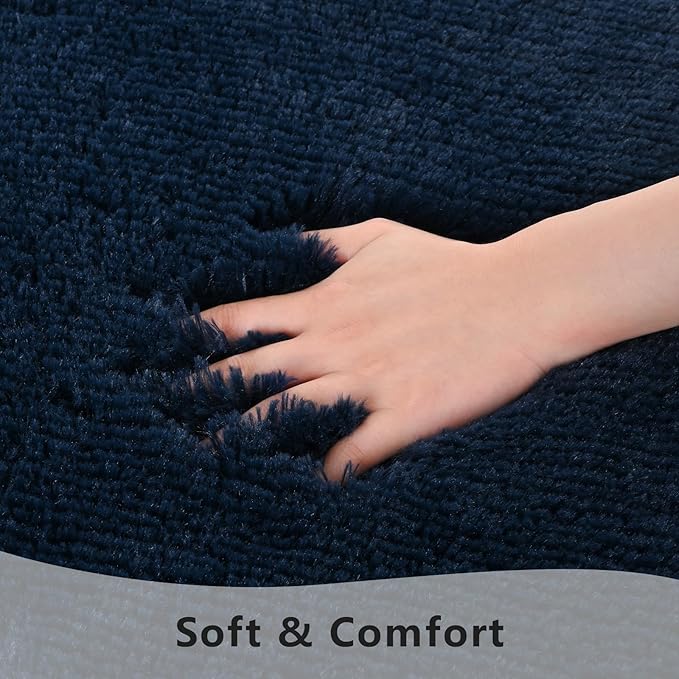 Navy Blue Runner Area Rugs for Bedroom Living Room, 2x6 Feet Fluffy Bedside Rugs, Soft Shaggy Carpet Rug for Kids Room Nursery, Furry Cute Rugs for Girls Boys Dorm Room Home Decor