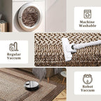 RUGSREAL 3x5 Area Rug, Washable Rug for Bedroom Braided Printed Throw Mat, Living Room Rug Non Slip Stain Resistant Small Dining Room Carpet, Rustic Accent Small Carpet for Entryway Home Decor, Brown