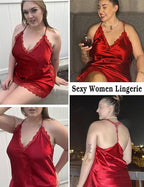 Avidlove Women Lingerie Plus Size Satin Lace Chemise Nightgown Sexy Full Slips Sleepwear L-4XL