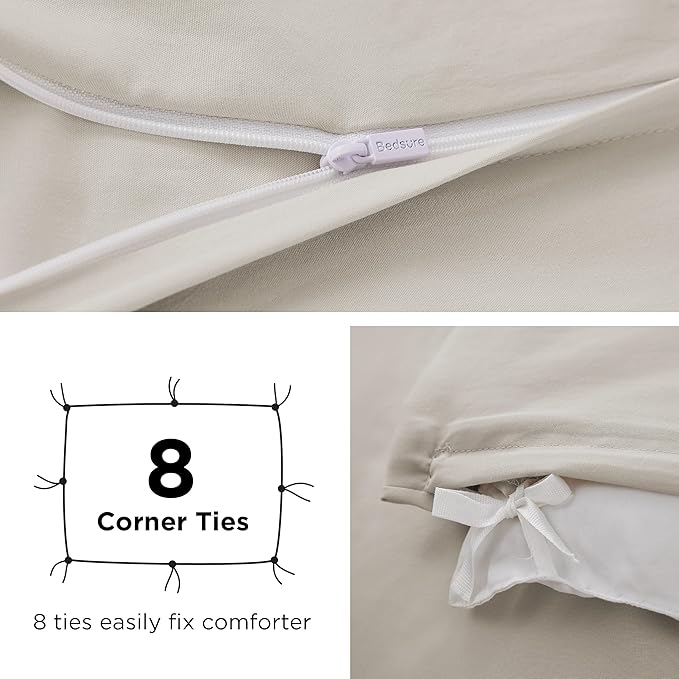 Bedsure Duvet Cover with Fitted Sheet King - Cooling Deep Pocket, Hotel Luxury Soft Double Brushed Bedding Set with Zipper Closure, 1 Duvet Cover, 1 Fitted Sheet, 2 Pillow Shams, NO Comforter, Linen