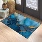 Blue Marble Area Rug 2x3 ft Entry Rug Washable Boho Rugs Non Slip Low Pile Floral Door Mat Small Carpet for Bedroom, Bedside, Kids Room, Office, Dining Room