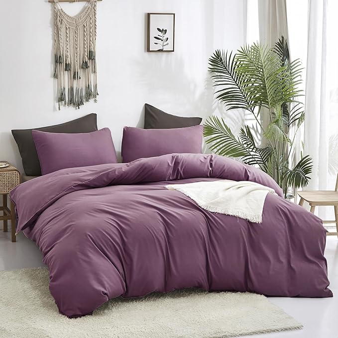 Luxlovery Purple Comforter Set Cal King Pale Mauve Bedding Comforter Set Dusty Purple Modern Elegant Solid Bed Blanket Soft Breathable Lilac Blanket Quilts 3 Piece Bedding Set for Women