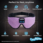 CozyPhones Bluetooth Sleep Mask with Headphones – 3D Contoured Memory Foam Eye Mask, Wireless Eye Mask for Sleeping, Adjustable Sleep Headphones, Bluetooth 5.4, 14H Playtime - Lavender