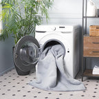SAFAVIEH Washable Rug Faux Rabbit Fur Shag Collection - 6' Round, Silver, Slip Resistant & Easy Cleaning, Ideal for Living Room, Bedroom, Kids Playroom, Nursery, Dining Space (FRF976G)
