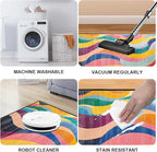 Area Rug 2x3 ft Rug Washable Boho Rugs Non Slip Low Pile Floral Small Carpet for Bedroom, Bedside, Kids Room, Office, Dining Room (Rainbow Pattern, 2x3 ft)