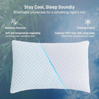 Alkyonos Shredded Memory Foam Cooling Medium Soft Viscose Derived from Bamboo Pillow Queen Size, Adjustable Hypoallergenic Hotel Quality Pillow for Back, Stomach and Side Sleeper, Oeko-TEX Certified