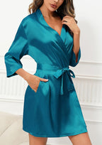 Samring Women's Bride Bridesmaids Robe Short Satin Kimono Robes for Wedding & Bridal Party Silk Bathrobes for Women
