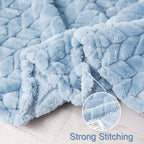 Exclusivo Mezcla Fleece Throw Blanket for Couch and Bed, 50x70 Inches Soft Cozy Jacquard Flannel Blankets, Lightweight Fuzzy Plush Warm Throws for Women, Light Blue