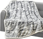 Elegant Comfort Throw Blanket, Reversible Sherpa Flannel, Ultra-Soft, Fuzzy, Cozy and Plush- All Season Lightweight Decorative Throw, 50 x 60 inches, Alaska Sherpa Throw, Gray