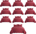 IR Imperial Rooms Twin Quilt Bedding Set (68” x 86”) - Bulk Pack of 10 Wholesale for Hotels, Guest Bedroom & Airbnbs - Lightweight Microfiber Reversible Embossed Quilts Bedspreads (Burgundy)