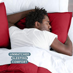 Bare Home Duvet Cover - Oversized King Size Bedding Set - Premium 1800 Super Soft Collection - Lightweight, Cooling - Soft Breathable Duvet Cover (Oversized King, Red)