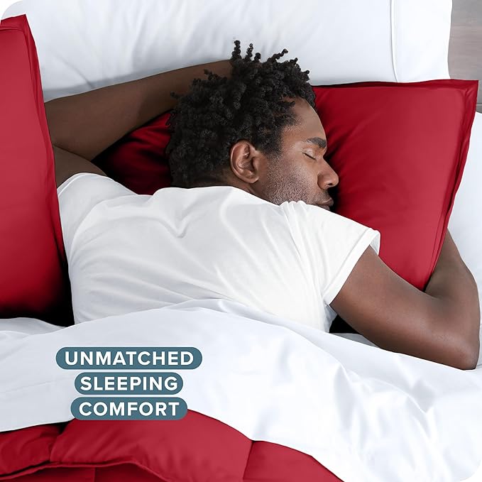 Bare Home Duvet Cover - Oversized King Size Bedding Set - Premium 1800 Super Soft Collection - Lightweight, Cooling - Soft Breathable Duvet Cover (Oversized King, Red)