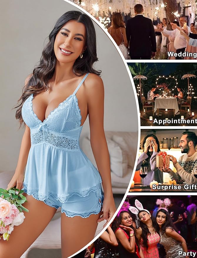 Avidlove Womens Sweetness Cami Set Lace Camisole Lingerie Nightwear Sexy Pajamas Lounge Sets