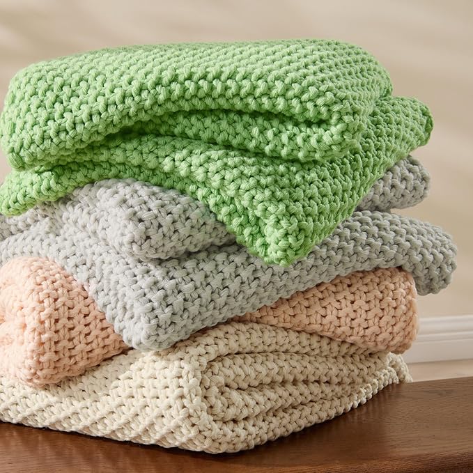 BEDELITE Chunky Cable Knit Throw Blanket for Couch,Super Soft Cozy Woven Blanket for Room Decor,50"x60", Pink