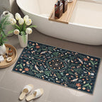 Lahome Insect Botanical 2x4 Black Kitchen Runner Rugs Non Skid Washable, Rug Runners for Hallways Non Slip Bathroom Carpet Runner, Soft Indoor Runners for Entryway Laundry Bedroom(Black,2x4)