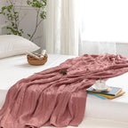 Aormenzy Dusty Pink Knit Throw Blankets Oversized Cable Knit Decorative Throw Blanket Dusty Rose Soft Cozy Knitted Blanket for Sofa Couch Bed, 60" x 80"