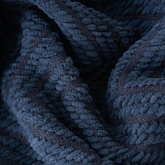 BATTILO HOME Navy Blue Throw Blanket for Couch, Knitted Blue Blanket Throw 50'' x 60'', Super Soft Warm Navy Throws for Chair Sofa Home Decor